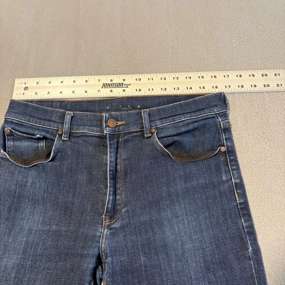 Mott & Bow Slim Wooster Stone Jeans Mens 33x32 Dark Indigo Blue Stretch Denim‎